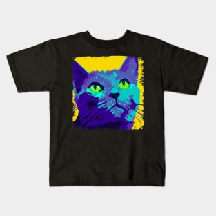 Russian Blue Pop Art - Cat Lover Gift Kids T-Shirt